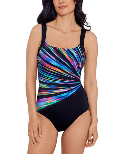 Swim Solutions Bust Illusion One-piece Swimsuit - Blue