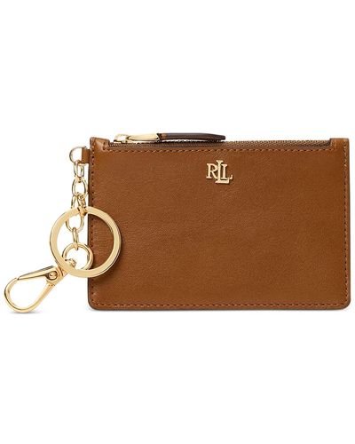Lauren by Ralph Lauren Full-grain Leather Key-ring Small Zip Card Case - Brown