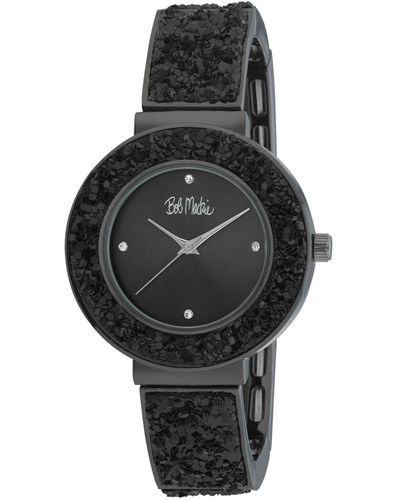 Bob Mackie Stretch Sequin Expansion Base Metal Bracelet Watch 35mm - Black