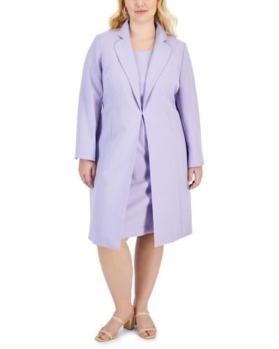 Le Suit Plus Size Topper Jacket & Sheath Dress Suit - Purple