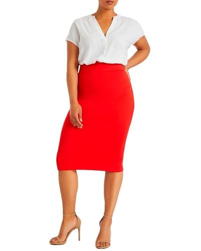 Eloquii Plus Size Neoprene Pencil Skirt - Red
