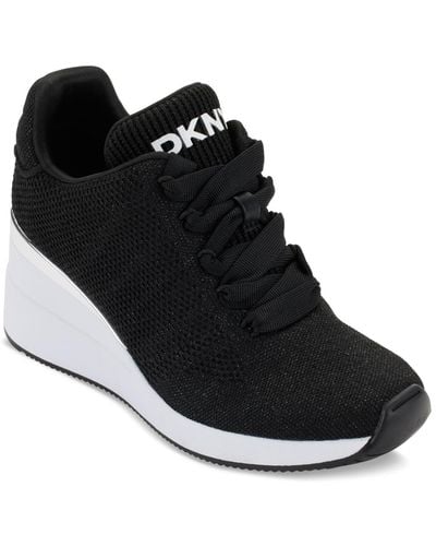 DKNY Parks Lace-up Wedge Sneakers - Black