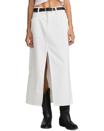 Lucky Brand Slit-front Denim Maxi Skirt - White