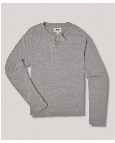Pact Organic Cotton The Mix Long Sleeve Henley Tee - Gray