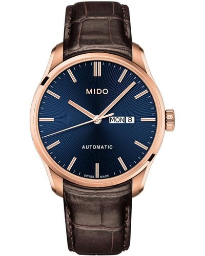 MIDO Swiss Automatic Belluna Ii Leather Strap Watch 42.5mm - Blue
