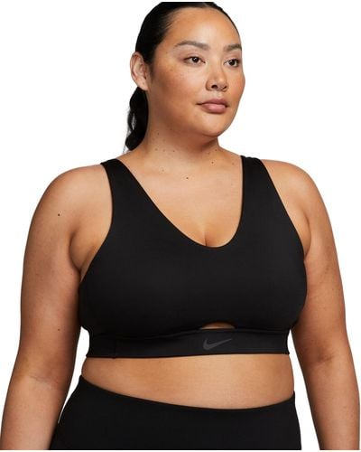 Nike Plus Size Active Indy Plunge Cutout Medium-support Padded Sports Bra - Black