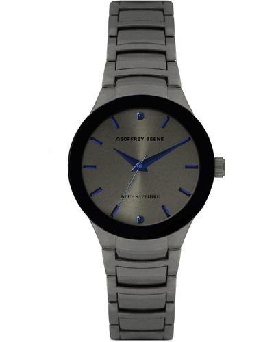 Geoffrey Beene Genuine Blue Sapphire Dial Bracelet Watch - Black