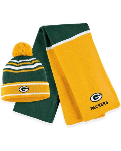 WEAR by Erin Andrews Bay Packers Colorblock Cuffed Knit Hat - Yellow