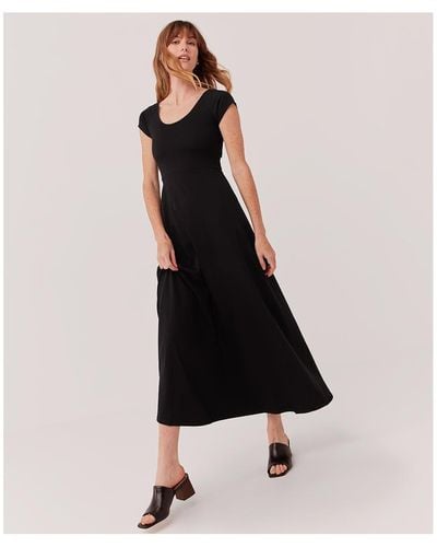 Pact Organic Cotton Fit & Flare Crossback Maxi Dress - Black