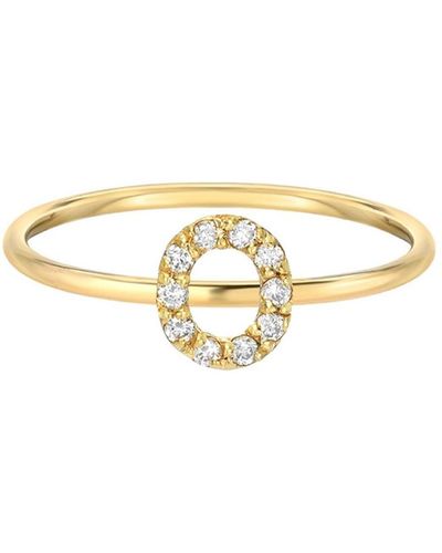 Zoe Lev Diamond Initial 14k Yellow Gold Ring - Metallic