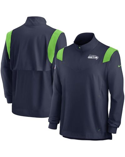 Nike College Seattle Seahawks 2022 Coach Chevron Lockup Quarter-zip Long Sleeve Top - Blue