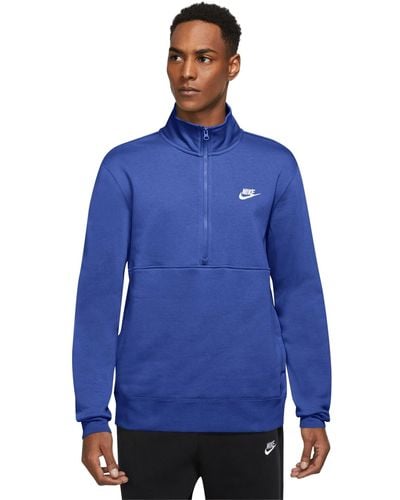 Nike Sportswear Club Brushed Back Half-zip Pullover - Blue