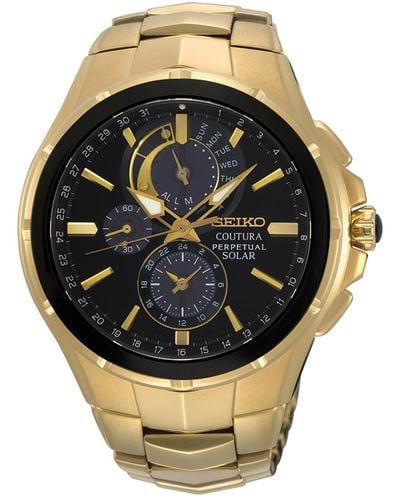Seiko Solar Chronograph Coutura Gold-tone Stainless Steel Bracelet Watch 44mm - Multicolor