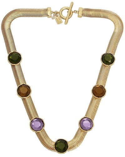 Robert Lee Morris Faux Stone Gem Collar Necklace - Metallic