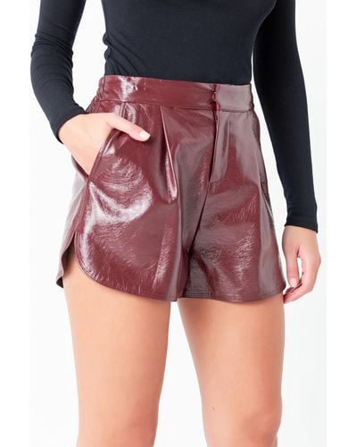 Grey Lab High-waisted Faux Leather Shorts - Red