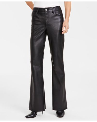 INC International Concepts Faux-leather Flare-leg Pants - Black