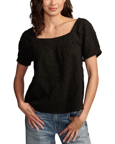 Lucky Brand Square-neck Short-sleeve Top - Black