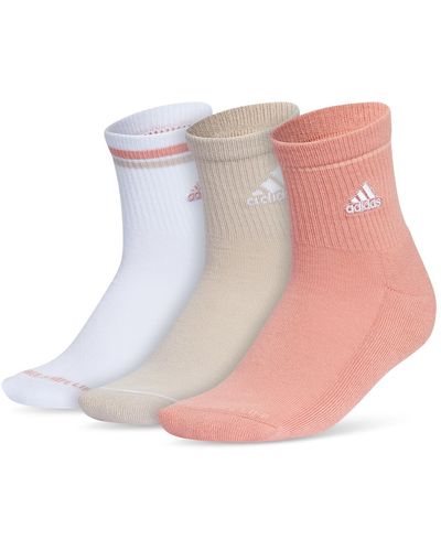 adidas 3-pk. Cushioned Sport 2.0 High Quarter Socks - Pink