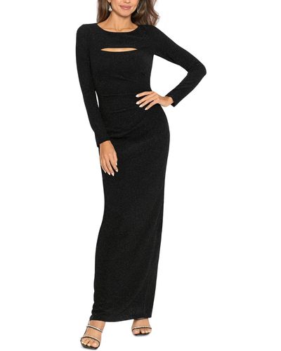 Xscape Long-sleeve Metallic Cutout Dress - Black