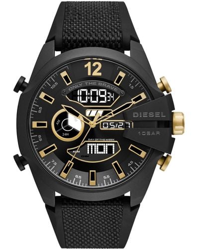 DIESEL Mega Chief Analog Digital Silicone Watch - Dz4552 - Black