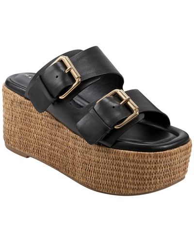 Marc Fisher Palery Round Toe Espadrille Sandals - Black