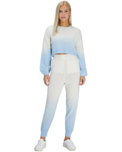 Bellemere New York Bellemere Polar Bear Gradient Cashmere Cropped Sweater And Pants Set - Blue