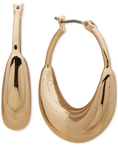 DKNY Medium Puffy Sculptural Elongated Hoop Earrings - Natural