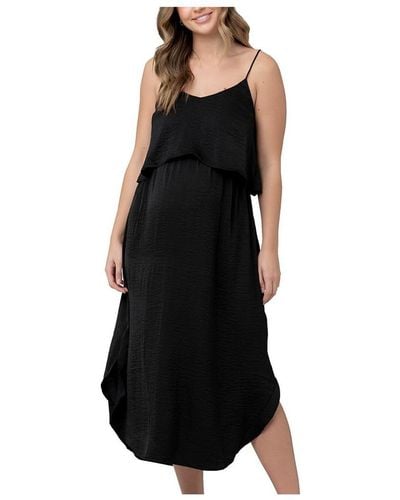 Ripe Maternity Maternity Nursing Slip Satin Dress - Black