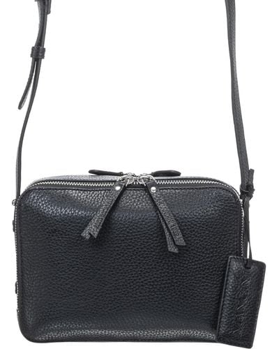 Mancini Pebbled Rachel Camera Style Crossbody Handbag - Black