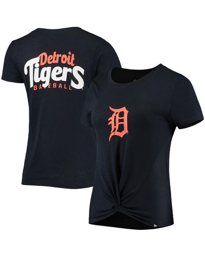 KTZ Detroit Tigers 2-hit Front Twist Burnout T-shirt - Blue