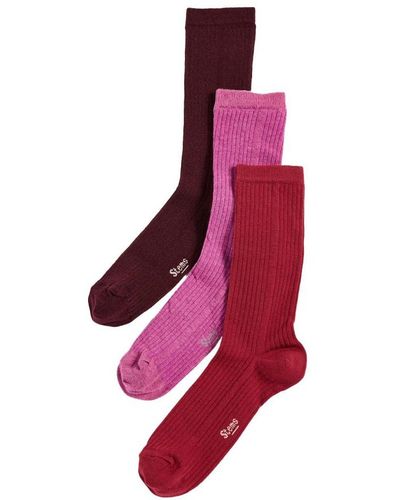 Stems Eco-conscious Cashmere Socks Box Of Three - Red