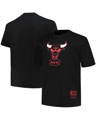 Mitchell & Ness Distressed Chicago Bulls Big And Tall Hardwood Classics Vintage-like Logo T-shirt - Black