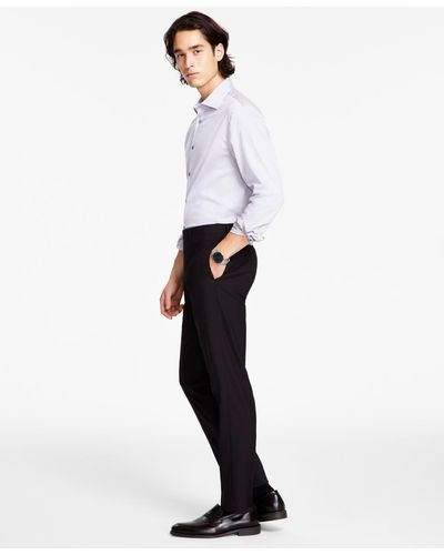 Calvin Klein Slim-fit Micro-check Dress Pants - White