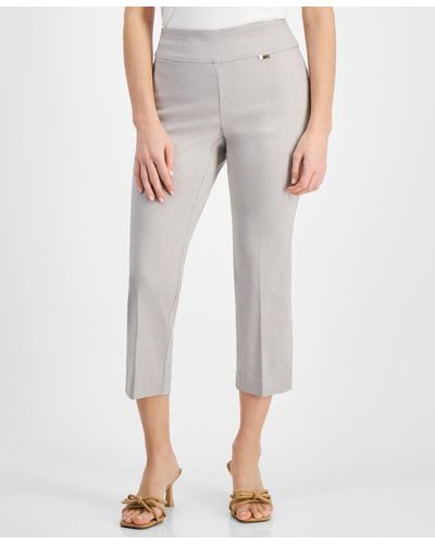 INC International Concepts Petite Mid-rise Straight-leg Capri Pants - Gray