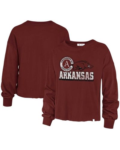 '47 Distressed Arkansas Razorbacks Bottom Line Parkway Long Sleeve T-shirt - Red