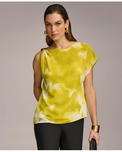Donna Karan Sleeveless Printed Top - Yellow