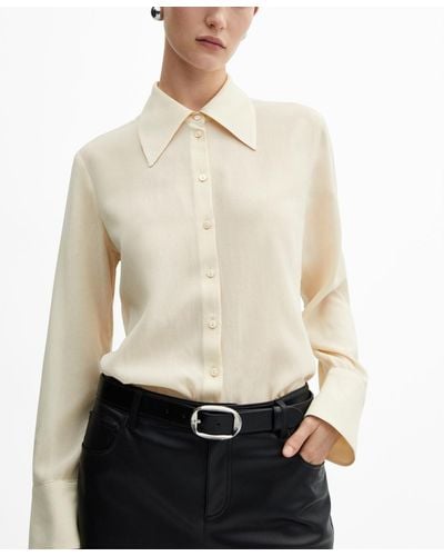 Mango Buttoned Flowy Shirt - White