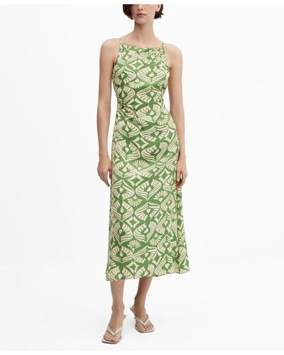 Mango Openings Detail Printed Dress - Green