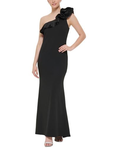 Jessica Howard Rosette One-shoulder Gown - Black