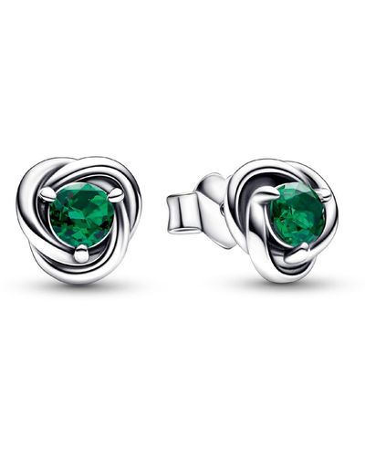 PANDORA May Birthstone Eternity Circle Stud Earrings - Green