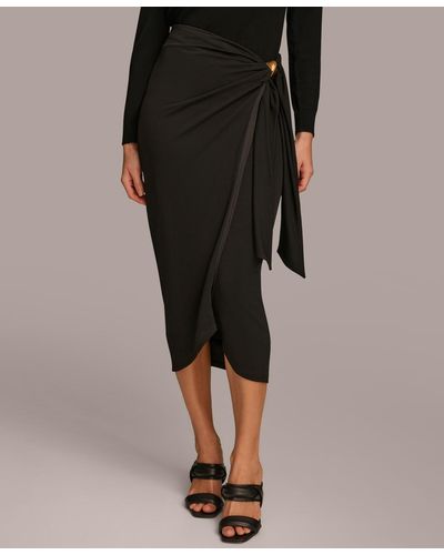 Donna Karan Faux-wrap Midi Skirt - Black