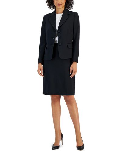 Le Suit Notch-collar Three-button Skirt Suit - Blue