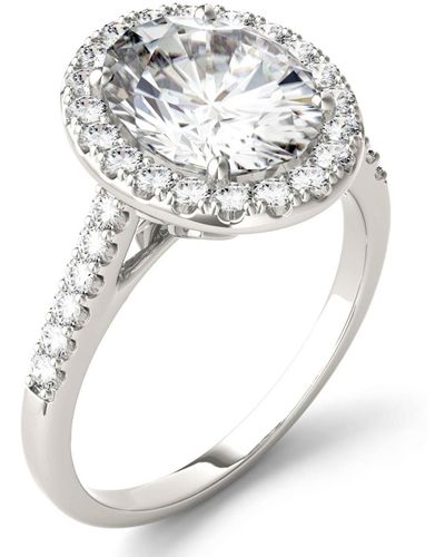 Charles & Colvard Moissanite Oval Halo Ring (3-1/2 Ct. Tw. Diamond Equivalent - Metallic