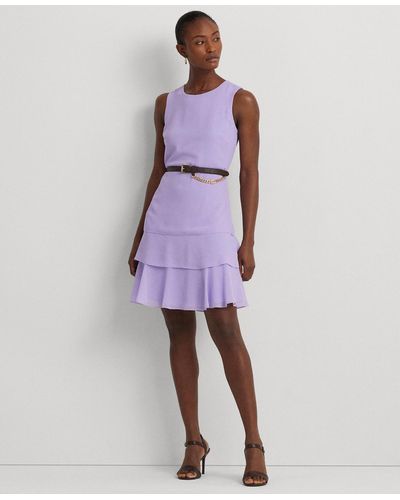 Lauren by Ralph Lauren Crinkle Georgette Shift Dress - Purple