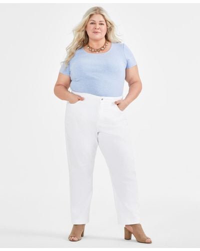 Style & Co. Plus Size High Rise Straight-leg Curvy-fit Jeans - White