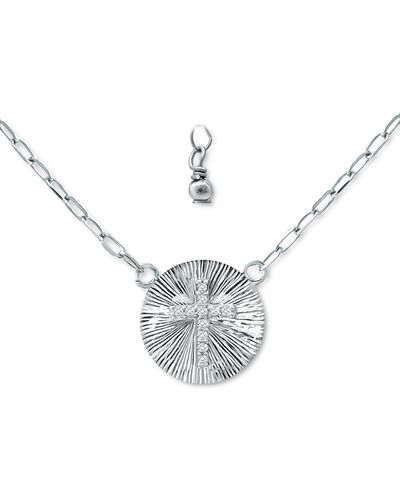 Giani Bernini Cubic Zirconia Cross Disc Pendant Necklace - Metallic