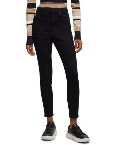 BOSS Boss By High-waisted Cropped Jeans - Black