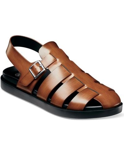 Stacy Adams Montego Slingback Faux-leather Buckle Sandals - Brown