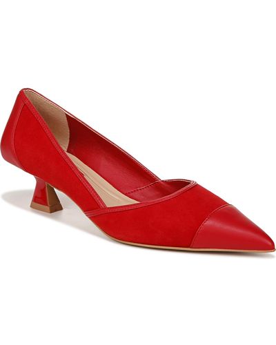 Franco Sarto Darcy Pointed Toe Kitten Heel Pumps - Red