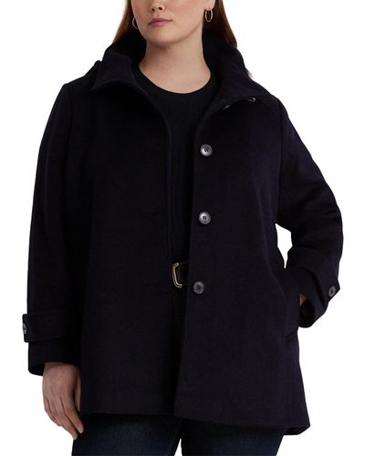 Lauren by Ralph Lauren Plus Size Hooded Walker Coat - Black